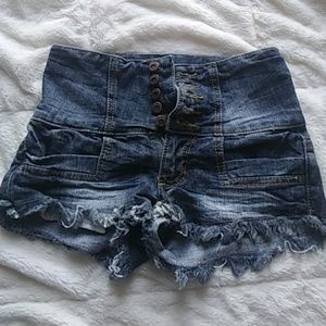 High waisted jean shorts
